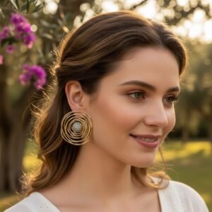 Brinco Folheado a Ouro 18k Circulo Espiral