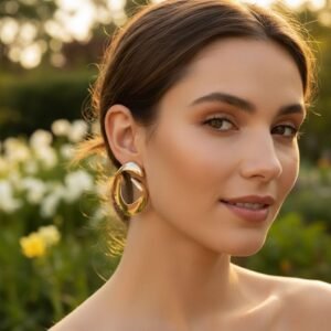 Brinco Folheado a Ouro 18k Curvada Organica