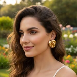 Brinco Folheado a Ouro 18k  Tubo Cruzado